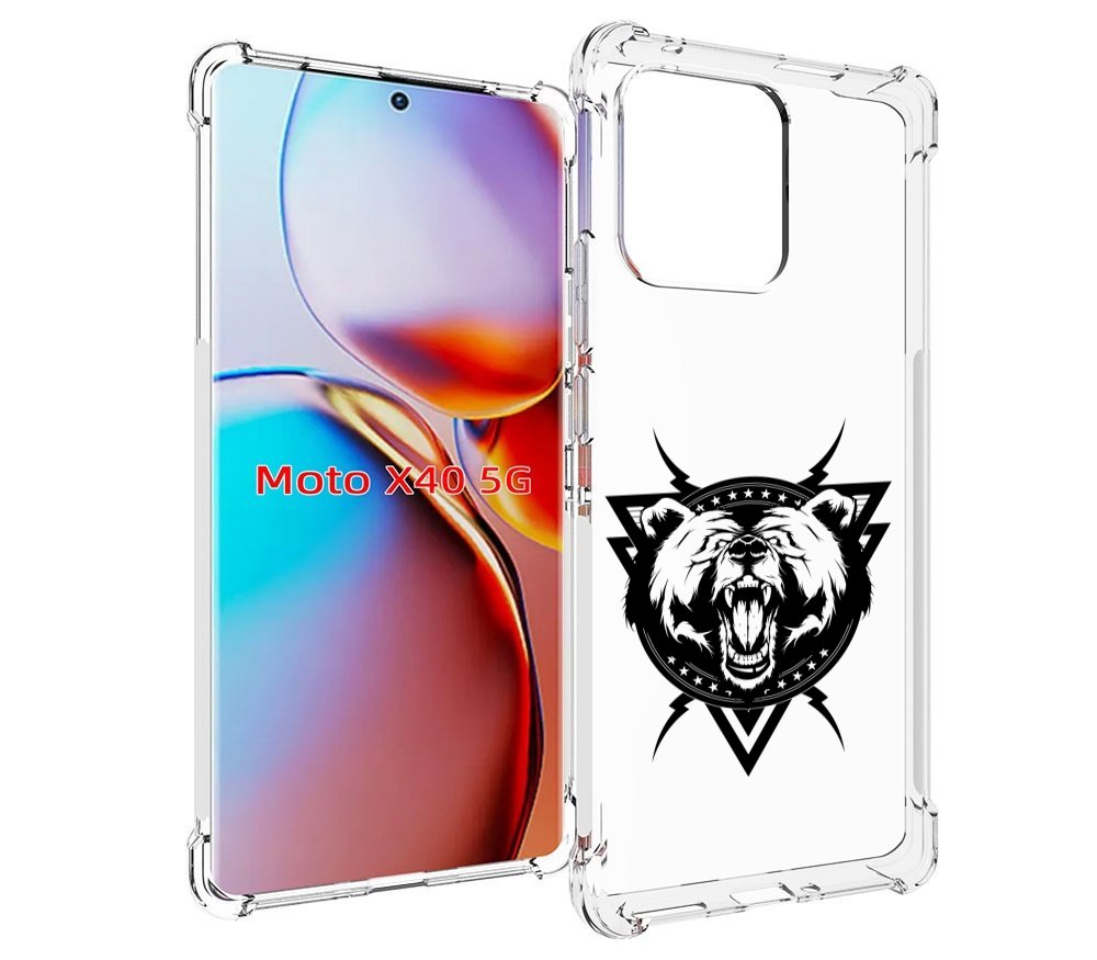 

Чехол MyPads медведь в треугольнике для Motorola Moto X40, Прозрачный, Tocco