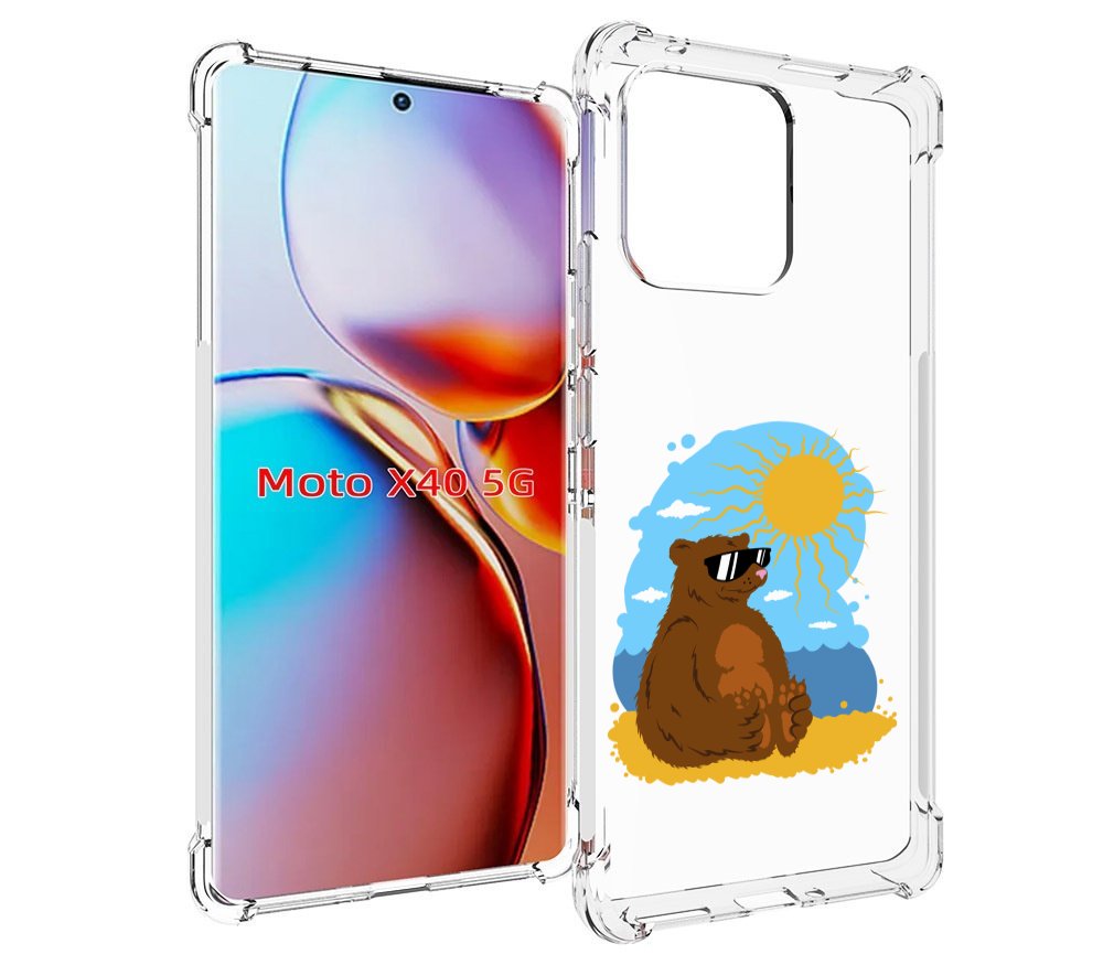

Чехол MyPads медведь на чиле для Motorola Moto X40, Прозрачный, Tocco