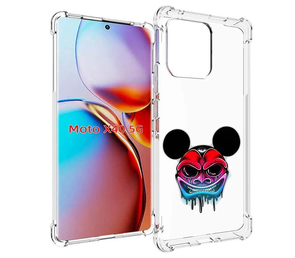 

Чехол MyPads микки в маске для Motorola Moto X40, Прозрачный, Tocco