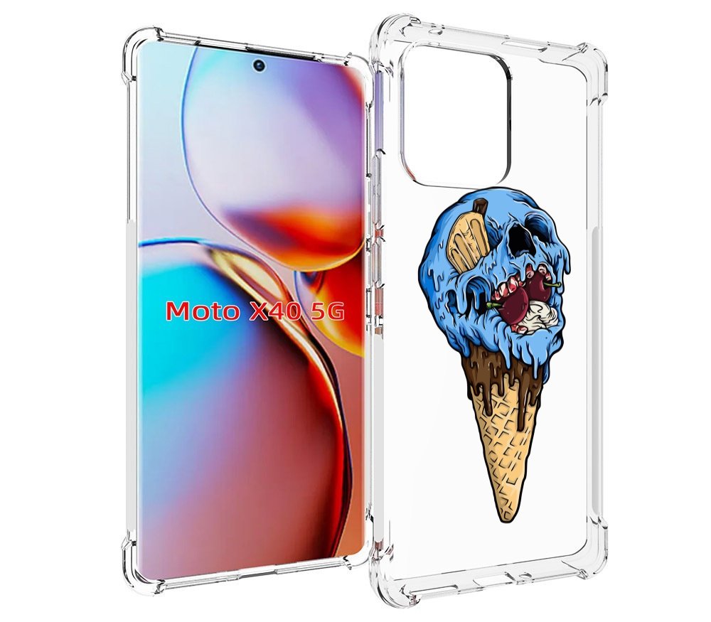 

Чехол MyPads мороженное череп для Motorola Moto X40, Прозрачный, Tocco