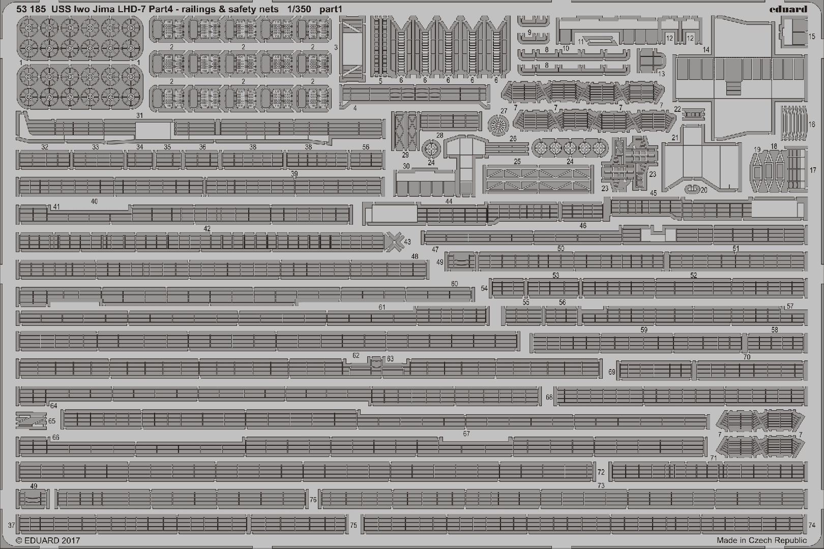 фото Фототравление eduard 53185 uss iwo jima lhd-7 pt.4 перила и защитные сетки 1/350