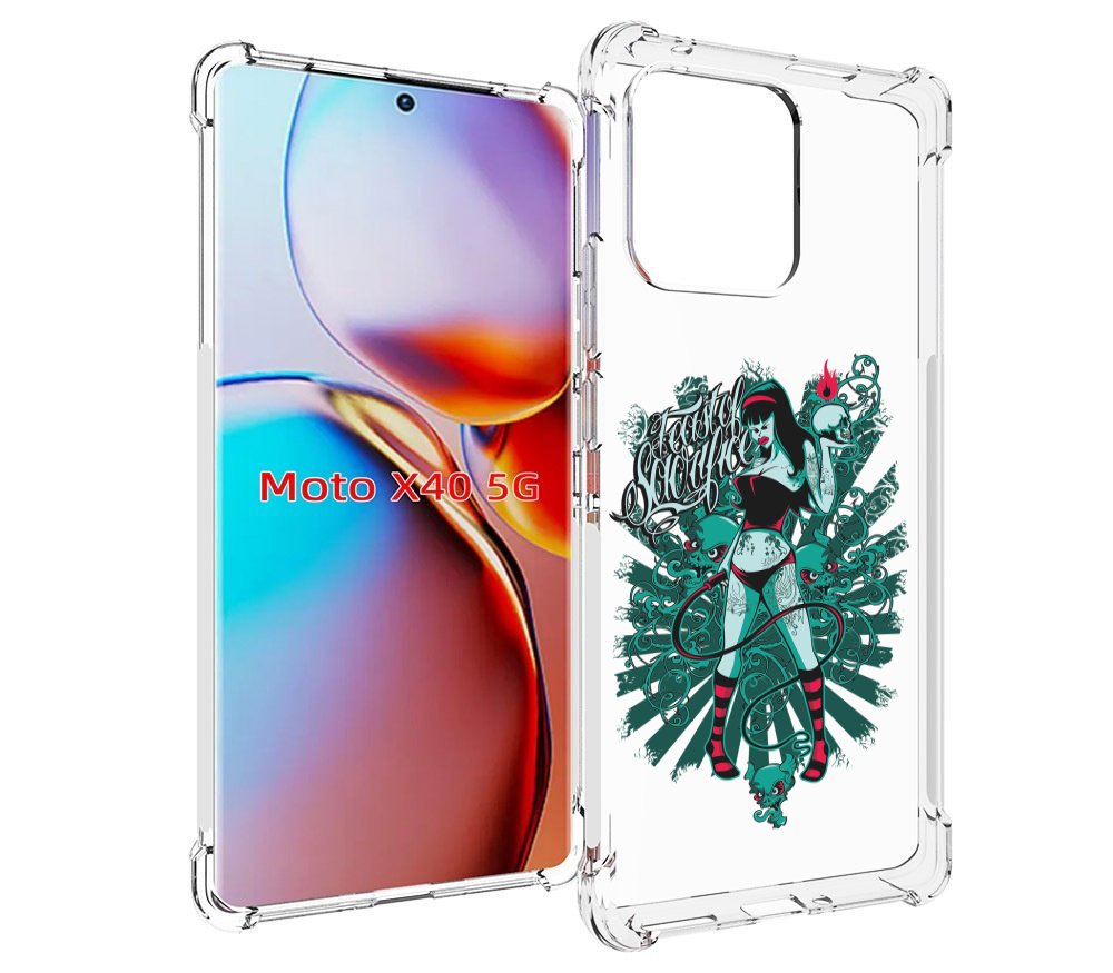 

Чехол MyPads нарисованная девушка в татуировках для Motorola Moto X40, Прозрачный, Tocco