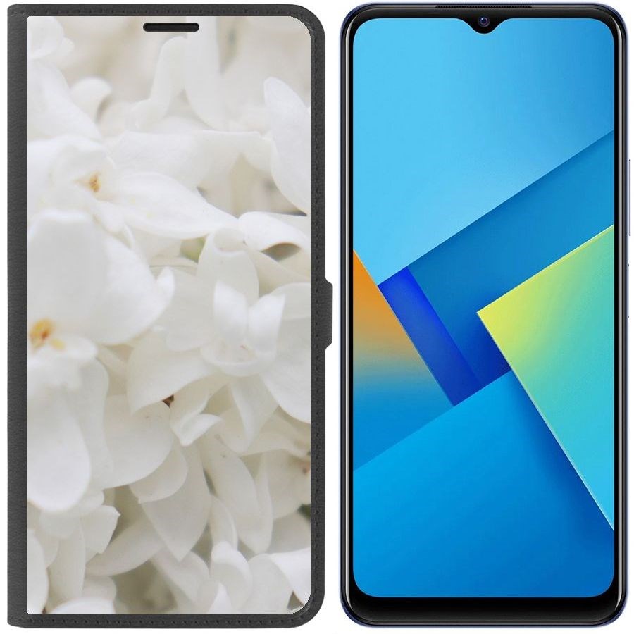Чехол-книжка Eco Book для Vivo Y21 Белые лилии