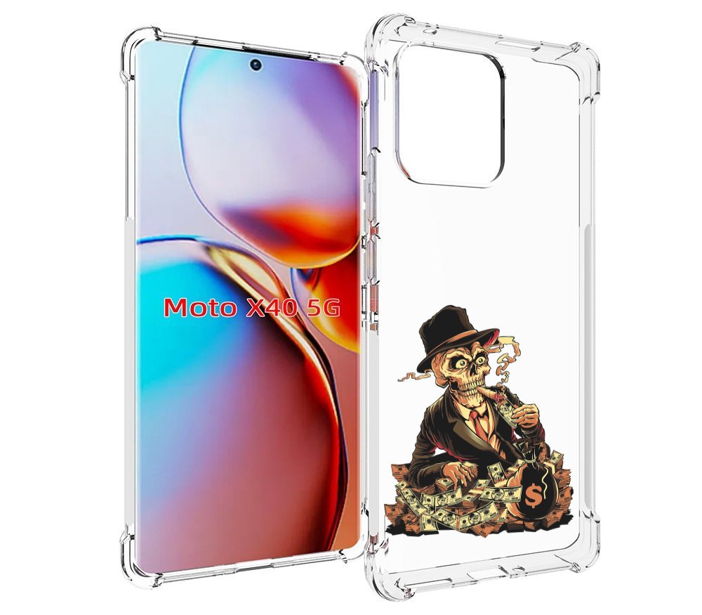 

Чехол MyPads нарисованный череп с сигаретой для Motorola Moto X40, Прозрачный, Tocco