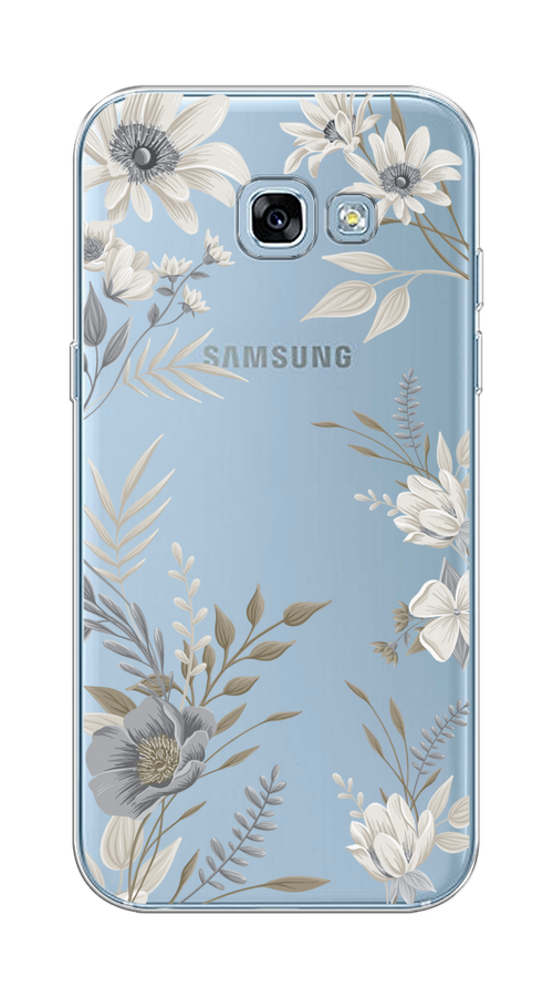 

Чехол на Samsung Galaxy A5 2017 "Цветы сепия", Серый;прозрачный;зеленый;белый, 20650-1