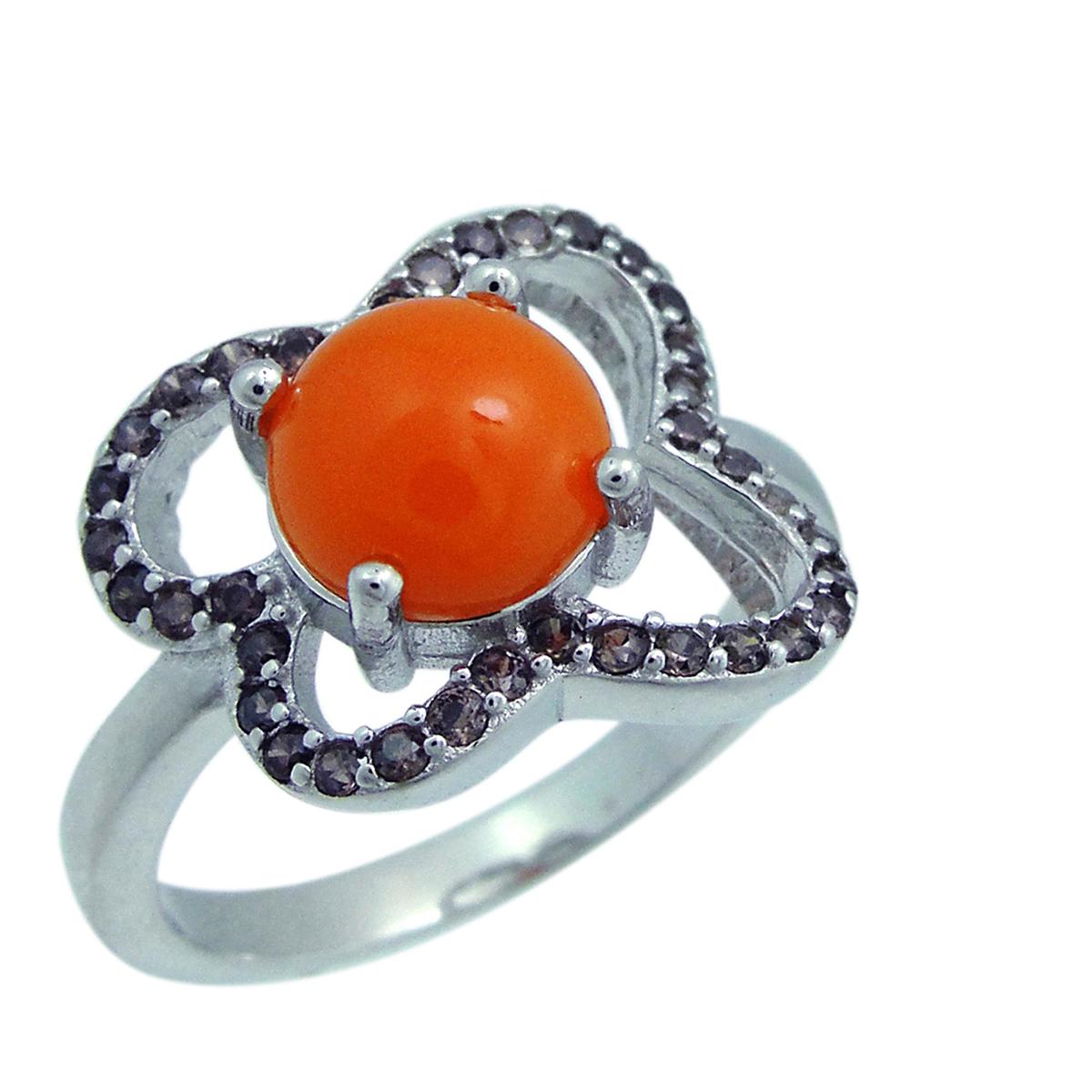 

Кольцо из серебра р. 17 Balex Jewellery 1405937411, коралл\раухтопаз искусственный, 1405937411