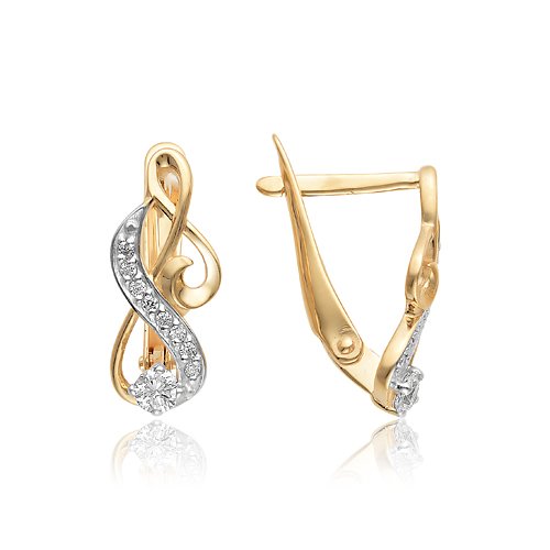 

Серьги из красного золота ЯХОНТ Золотой 225617, фианит, 225617