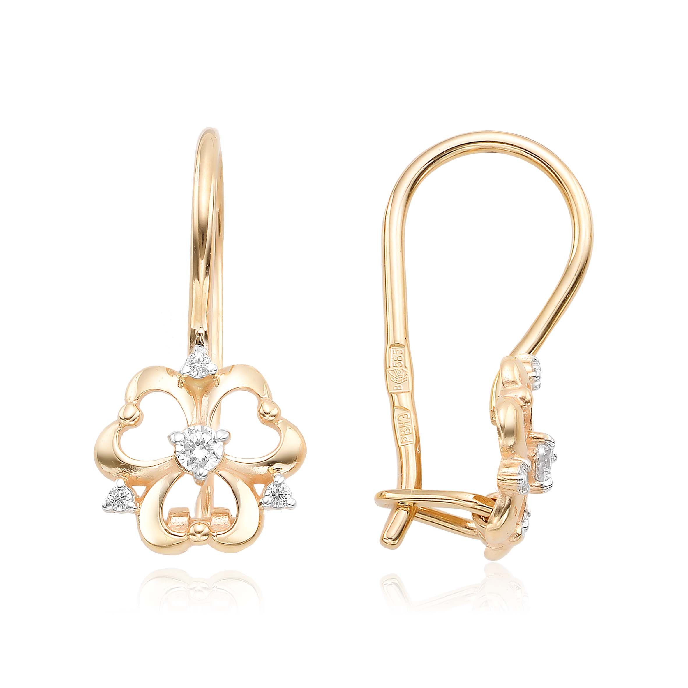 

Серьги из красного золота ЯХОНТ Золотой 225618, фианит, 225618