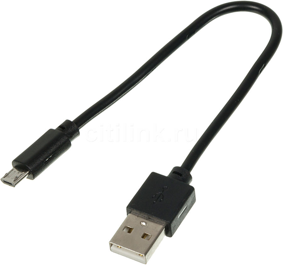 Кабель Digma USB - Micro-USB, 2 А, 0.15 м, черный (microusb-0.15m-blk)