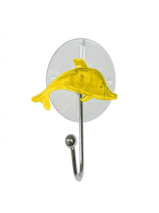 фото Крючок на вакуумной присоске дельфин (цвет: жёлтый ) markethot