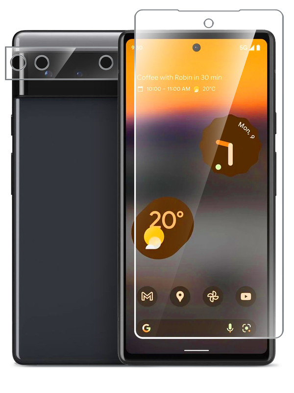 

Гибридное защитное стекло Brozo на экран и камеру Google Pixel 6a, Google Pixel 6a