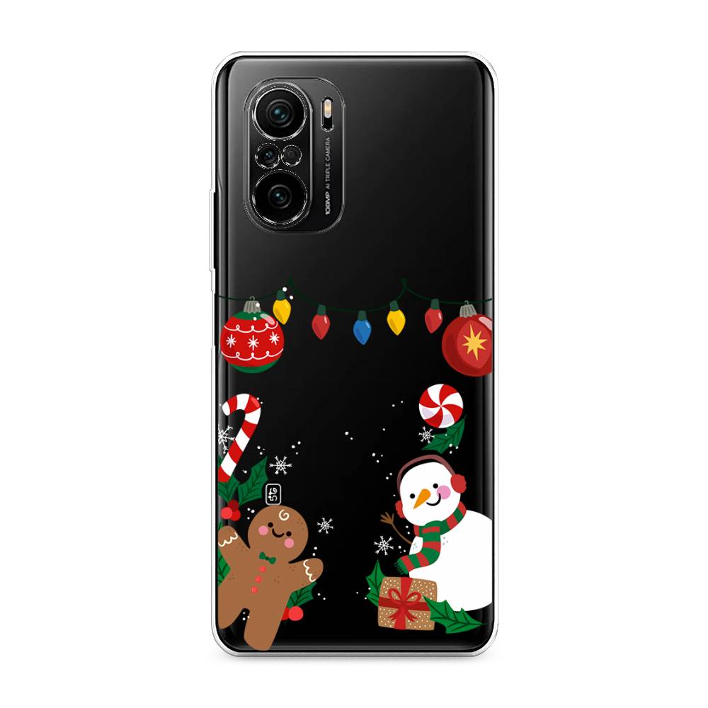 

Чехол на Poco F3 "Новогоднее настроение", Коричневый;красный;зеленый, 312650-5