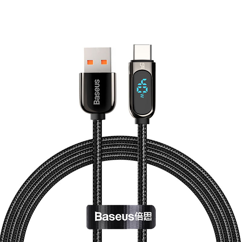 фото Кабель usb baseus display fast charging, usb - type-c, 5a, 1 м, черный