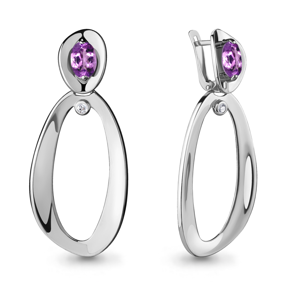 

Серьги из серебра с аметистом Яхонт Ювелирный 227029, 227029