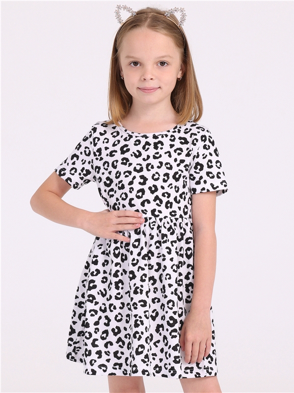 Платье детское Апрель 1ДПК3998001н, черный леопард на белом, размер 92
