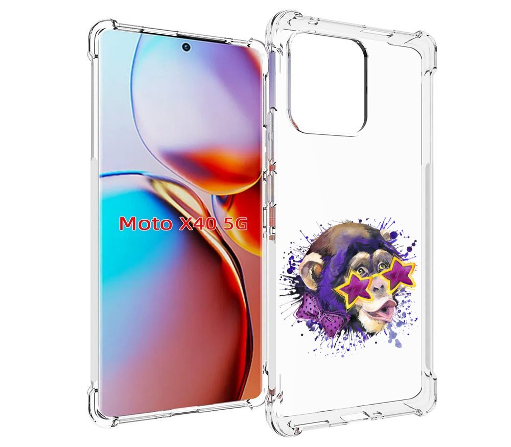 

Чехол MyPads обезьяна в очках для Motorola Moto X40, Прозрачный, Tocco