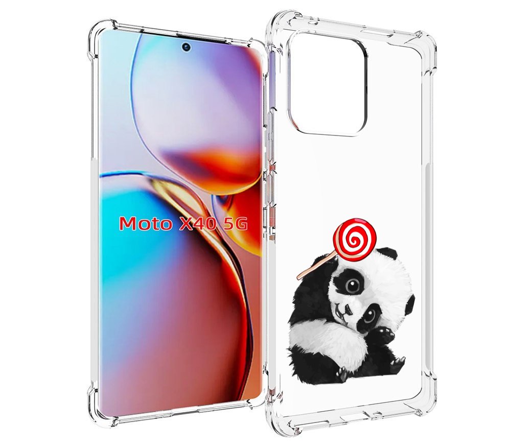 

Чехол MyPads панда с леденцом для Motorola Moto X40, Прозрачный, Tocco
