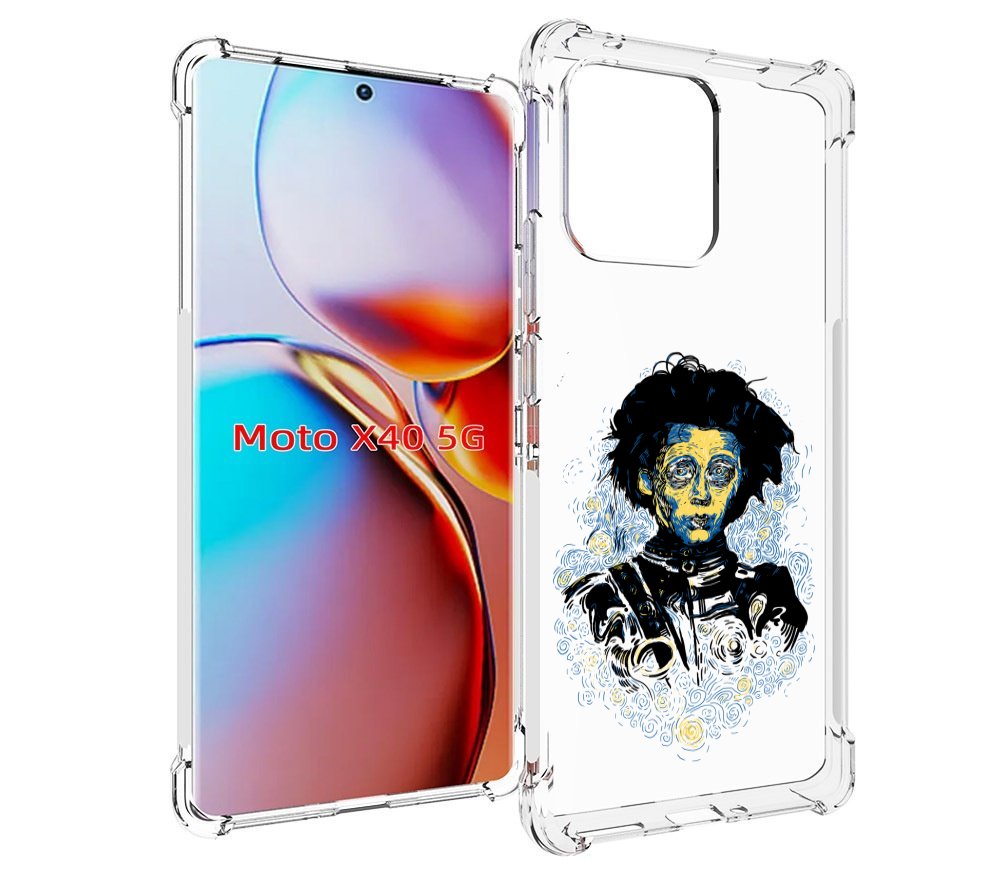 

Чехол MyPads парень черно-белый абстракция для Motorola Moto X40, Прозрачный, Tocco