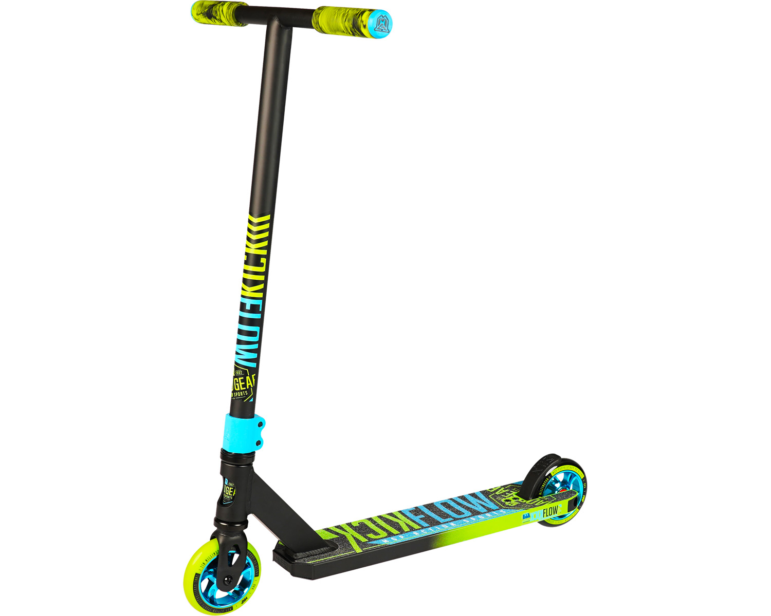 фото Трюковый самокат madd gear kick flow scooter черно-зеленый 212-347