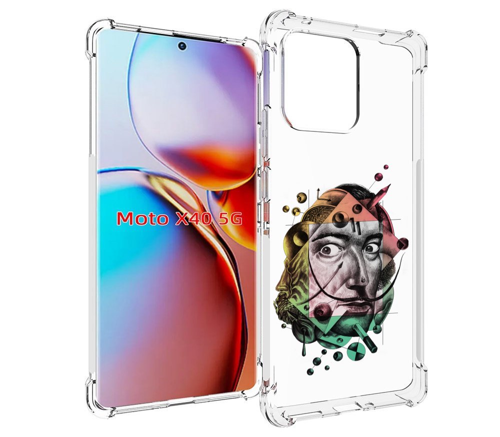 

Чехол MyPads разноцветное лицо абстракция для Motorola Moto X40, Прозрачный, Tocco