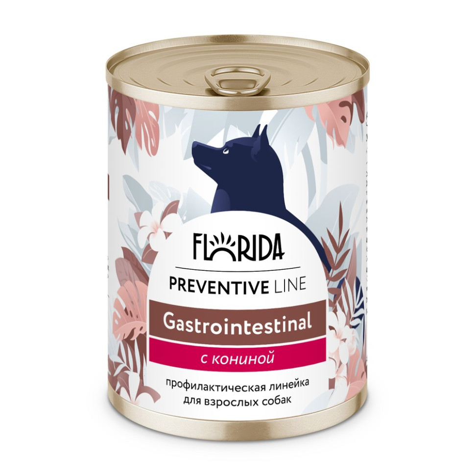 

Влажный корм для собак Florida Preventive Line для пищеварения, с кониной 24 шт по 340 г