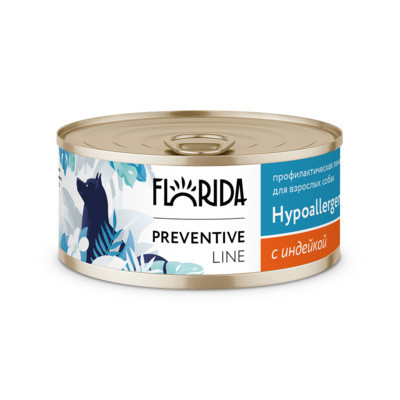 Влажный корм для собак Florida Preventive Line при аллергии с индейкой 24 шт по 100 г 3650₽