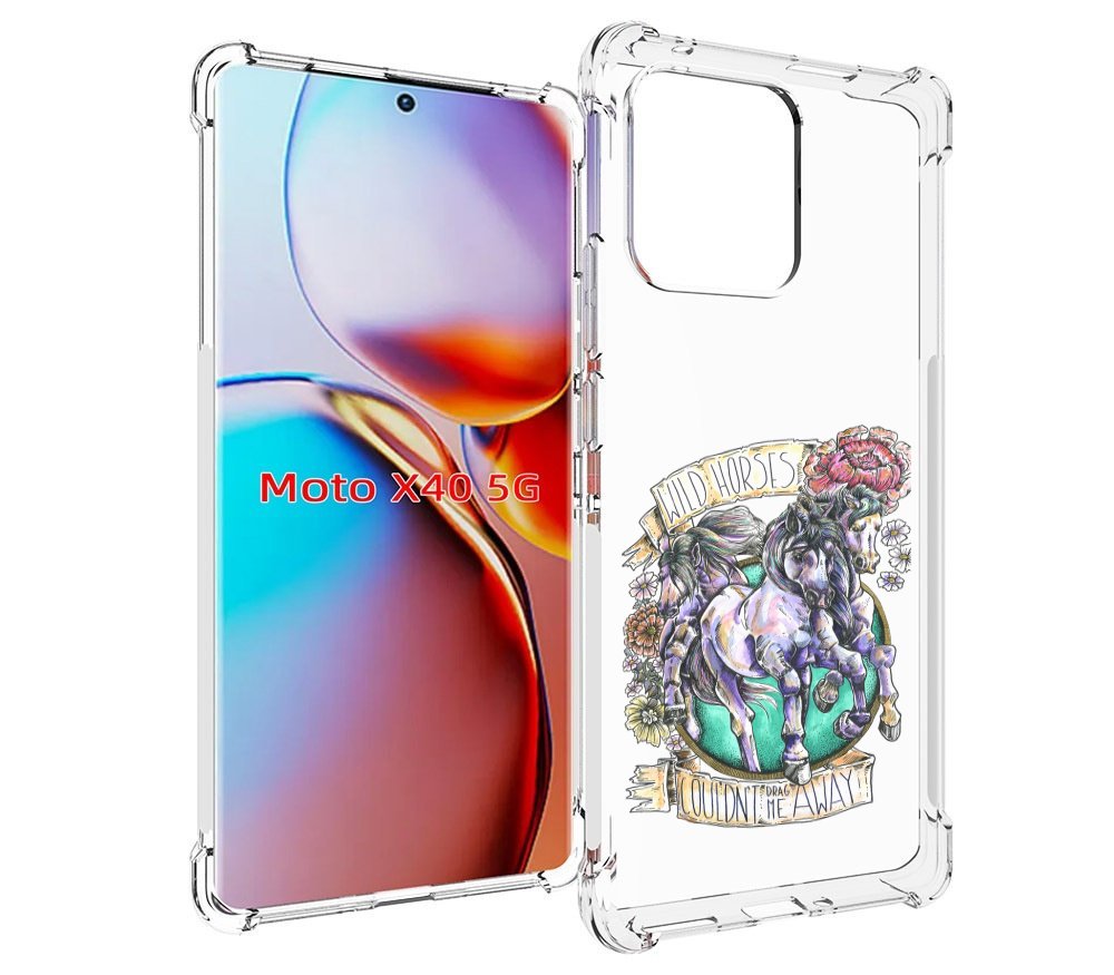 

Чехол MyPads рисунок коней в цветах для Motorola Moto X40, Прозрачный, Tocco