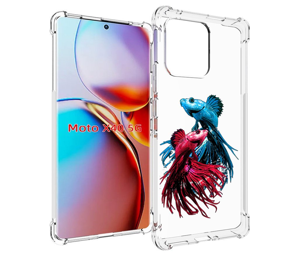 

Чехол MyPads рыбы петушки для Motorola Moto X40, Прозрачный, Tocco