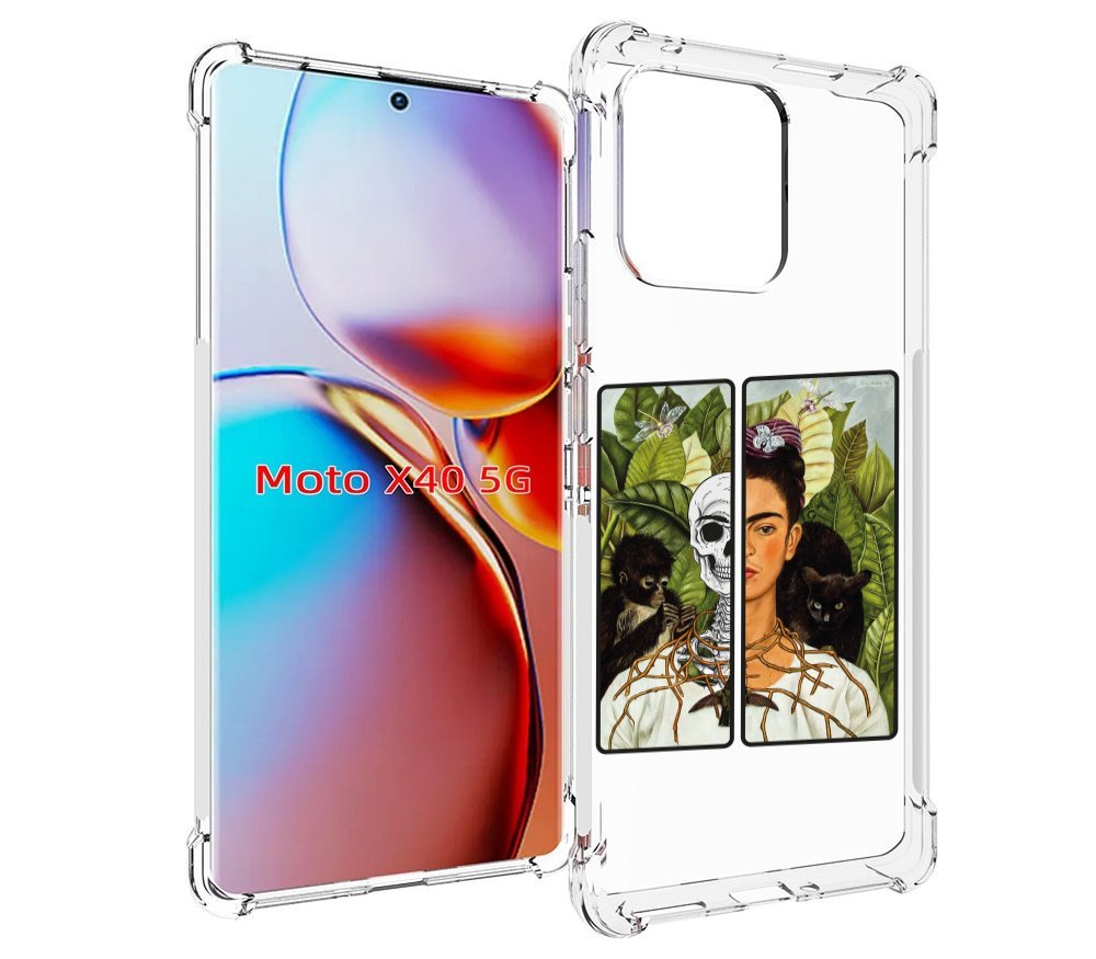 

Чехол MyPads сдвоенная картинка девушка скелет для Motorola Moto X40, Прозрачный, Tocco
