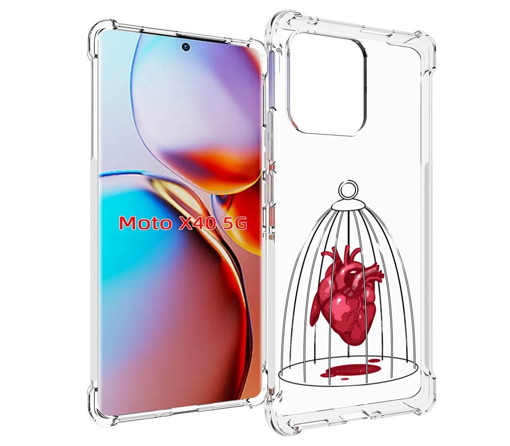 

Чехол MyPads сердце в клетке для Motorola Moto X40, Прозрачный, Tocco