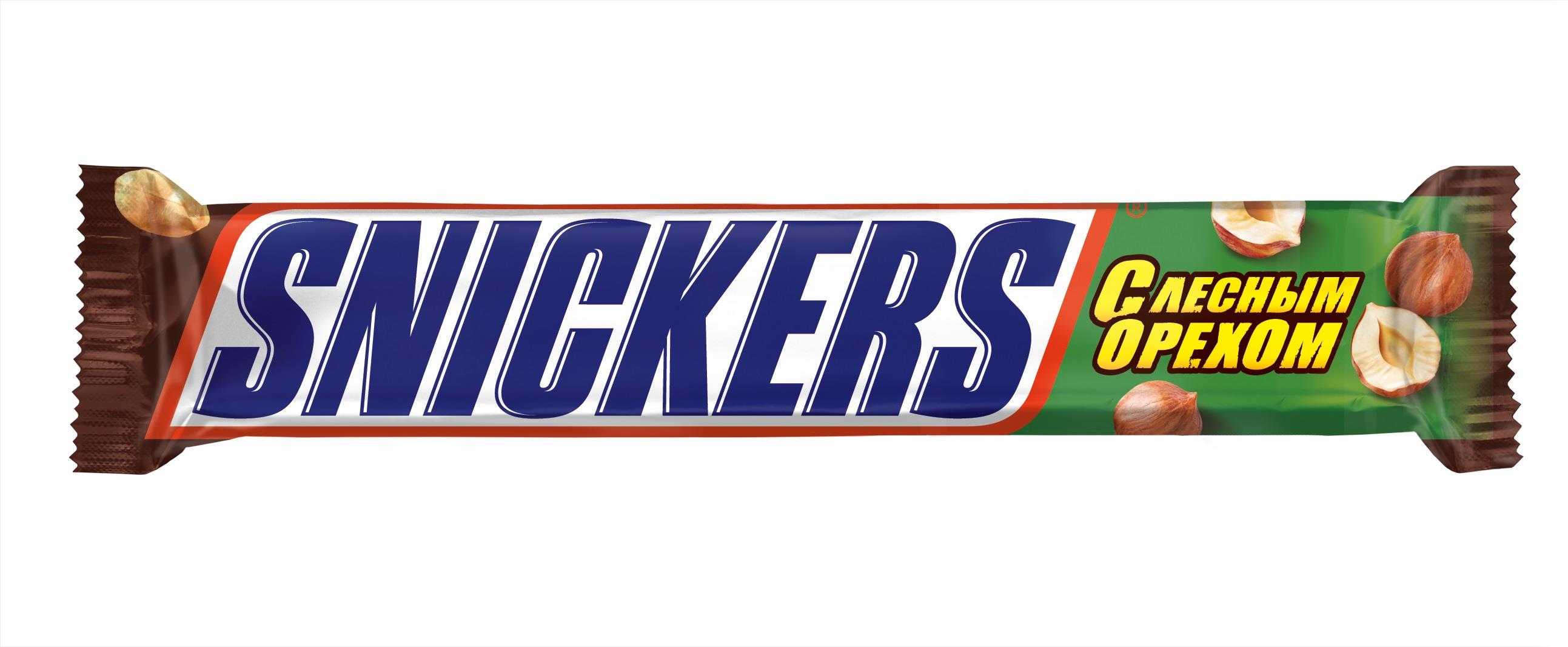 Батончик Snickers шоколадный с лесным орехом