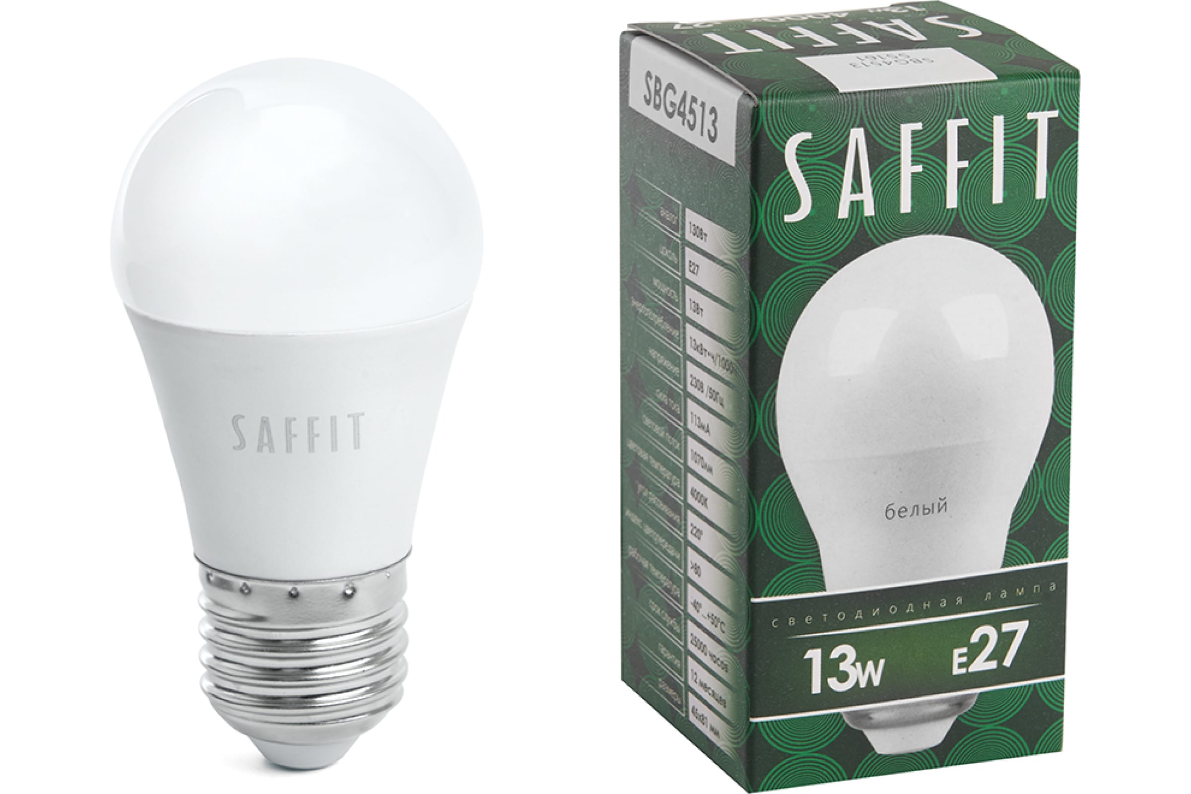 

Светодиодная лампа E27 13W 4000K белый Saffit SBG4513 55161