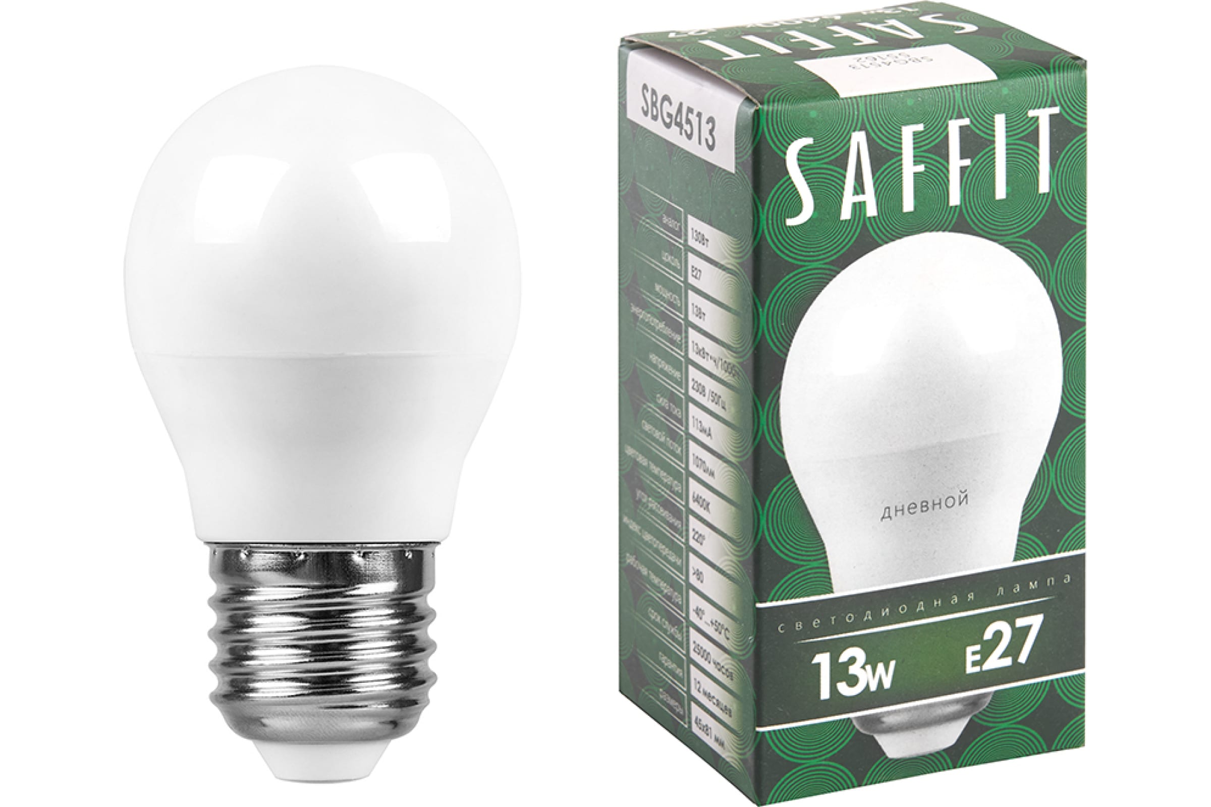

Светодиодная лампа E27 13W 6400K холодный Saffit SBG4513 55162