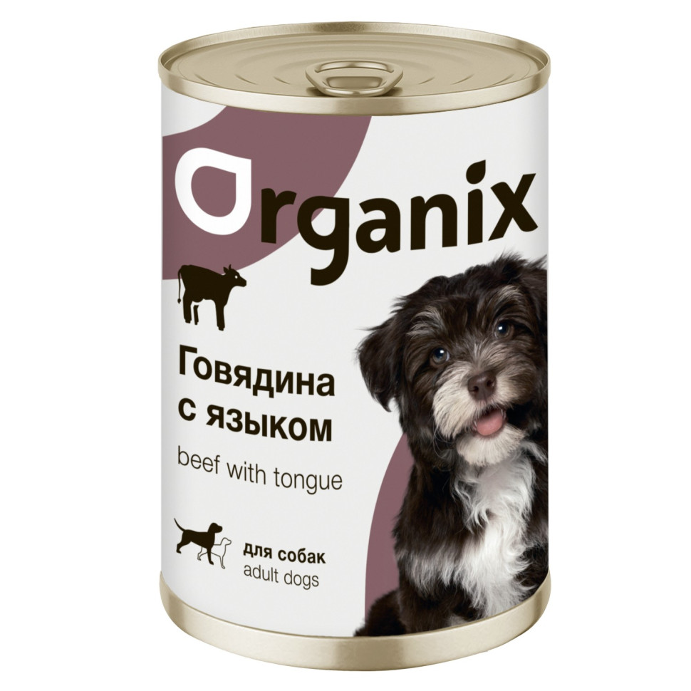 

Влажный корм для собак Organix с говядиной и языком 15 шт по 410 г