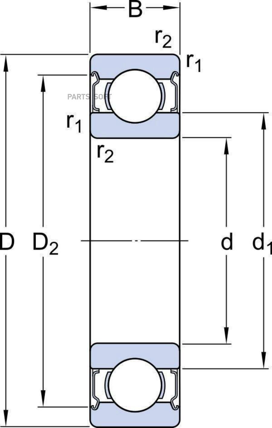 

Подшипник шариковый 35x62x14 SKF 60072Z