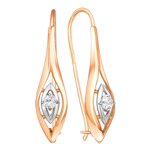 

Серьги из красного золота ЯХОНТ Золотой 228008, фианит, 228008