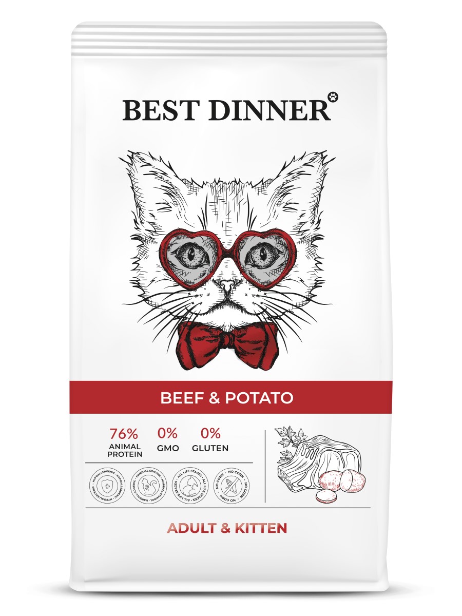 фото Сухой корм для кошек best dinner adult&kitten, с говядиной и картофелем, 10кг