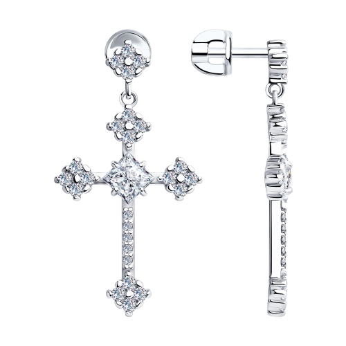 

Серьги подвески из серебра ЯХОНТ Ювелирный 229639, фианит, 229639