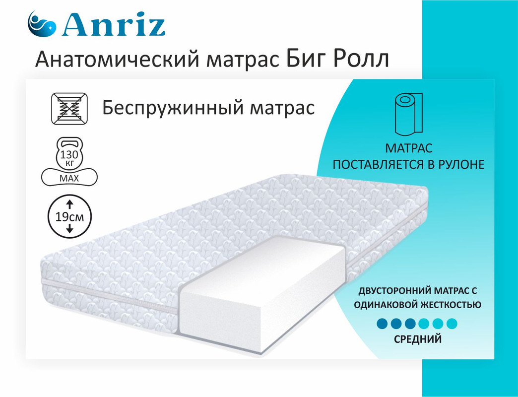 Анатомический матрас Anriz, Ролл Биг 120-200