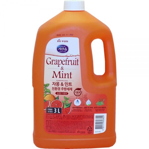 фото Жидкость для мытья посуды mukunghwa grapefruit mint грейпфрут и ментол, канистра, 3 л