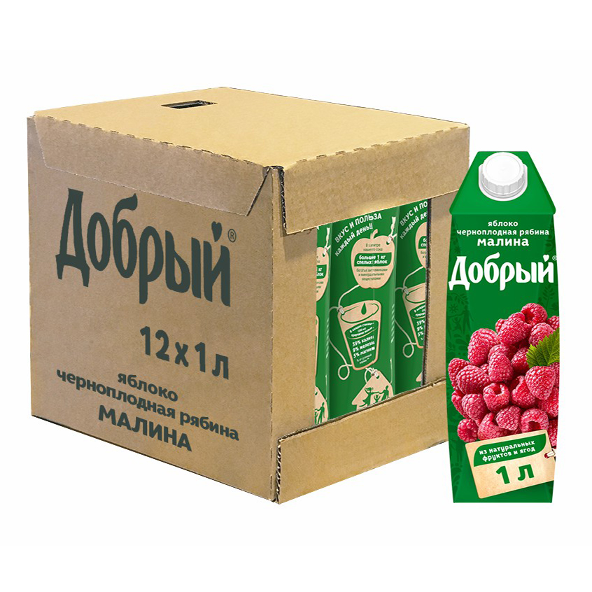 

Нектар Добрый яблоко-малина-черноплодная рябина 1 л