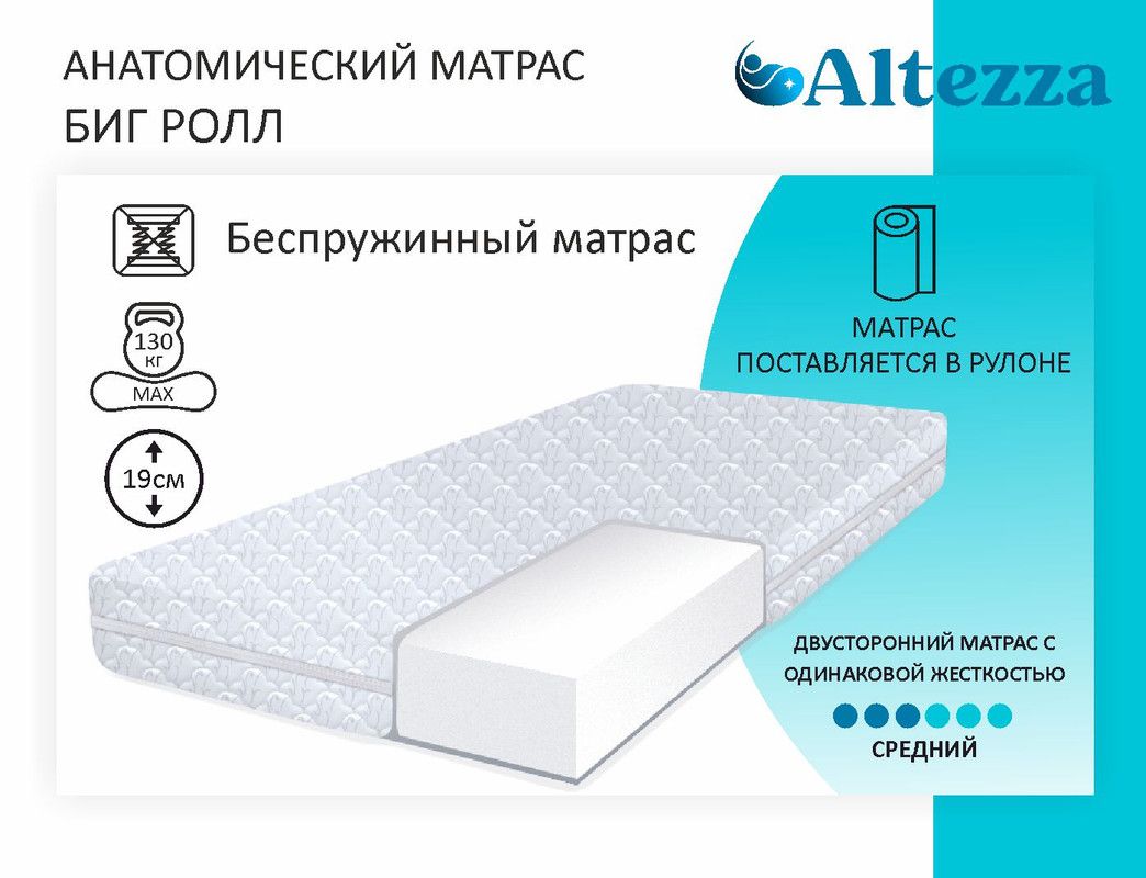 Анатомический матрас Altezza, Ролл Биг 180х195 см