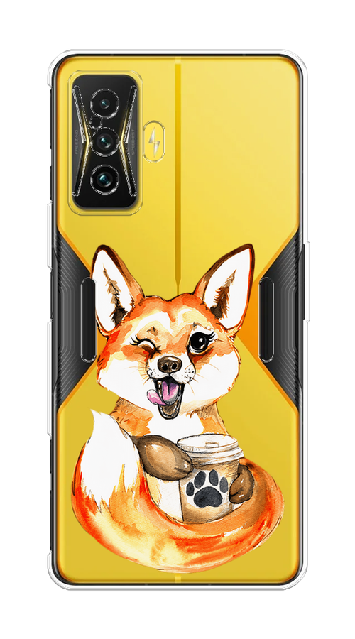 

Чехол на Xiaomi Redmi K50 GE "Подмигивающая лиса с кофе", Оранжевый;белый;коричневый, 314950-4