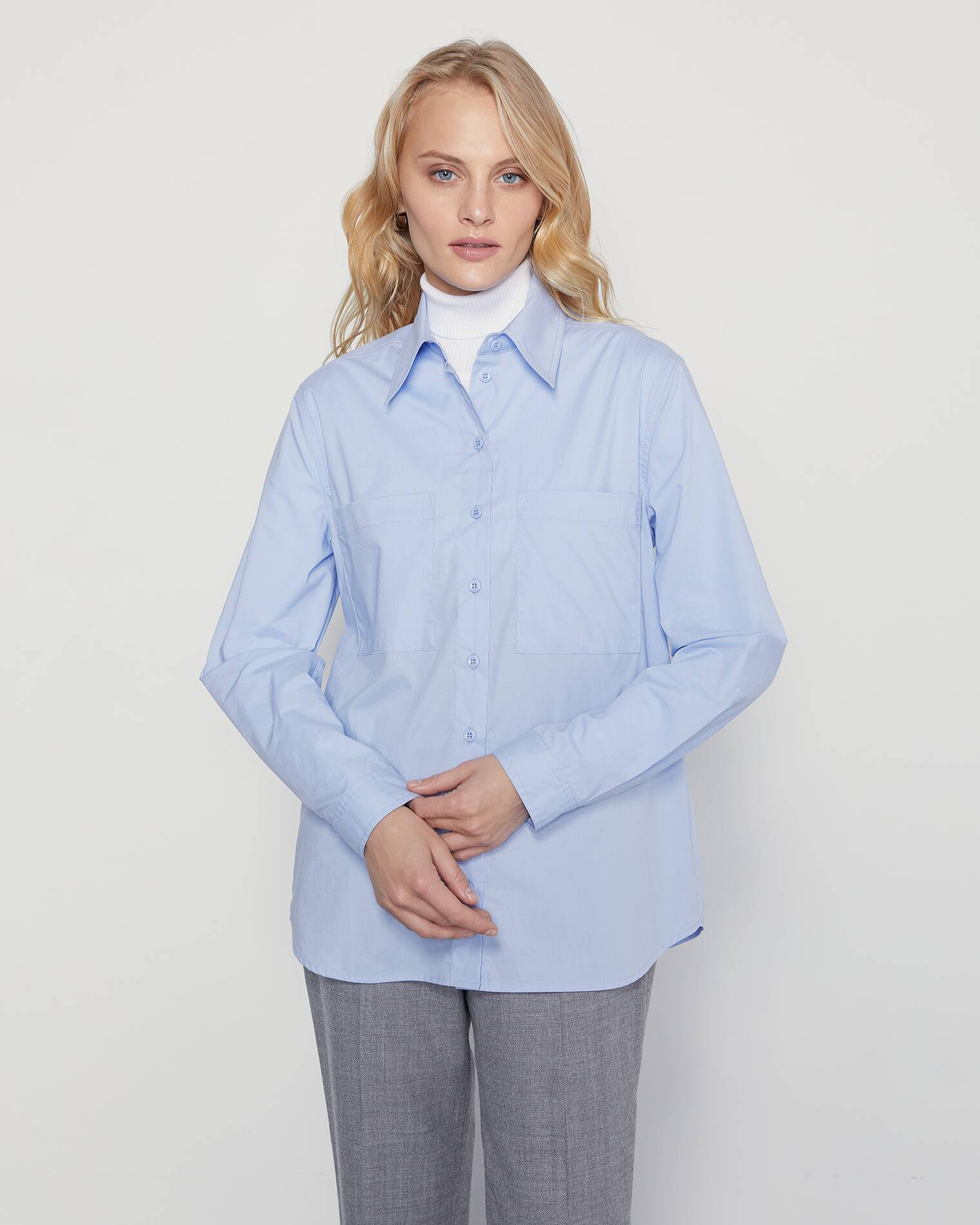 

Блузка-рубашка I Am Studio для женщин, 01-150-331-620, XS, голубая, 01-150-331-620