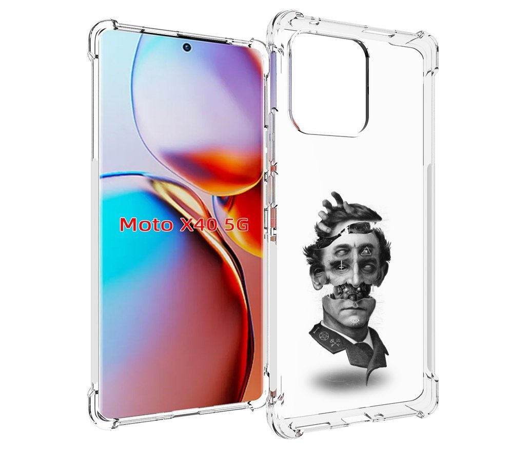 

Чехол MyPads страшное лицо абстракция для Motorola Moto X40, Прозрачный, Tocco