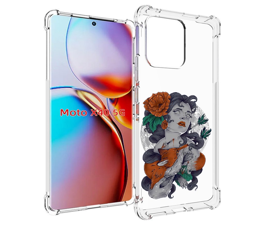 

Чехол MyPads темная девушка с лисой для Motorola Moto X40, Прозрачный, Tocco