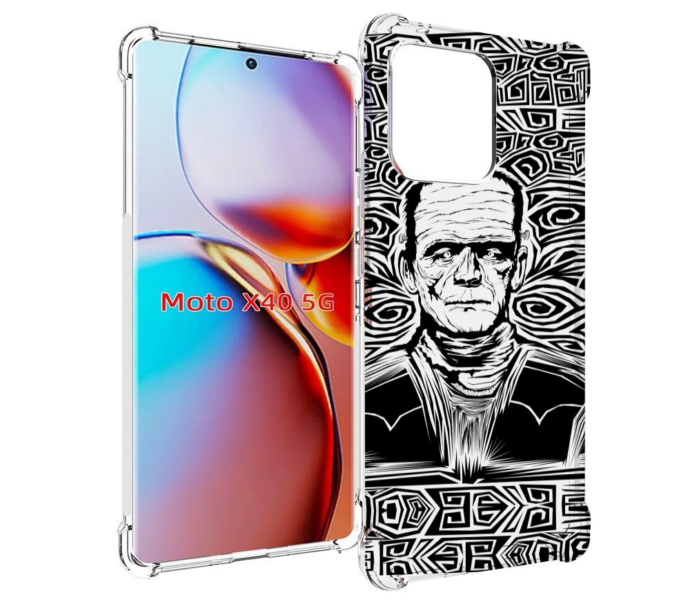 

Чехол MyPads франкенштейн черно белый для Motorola Moto X40, Прозрачный, Tocco