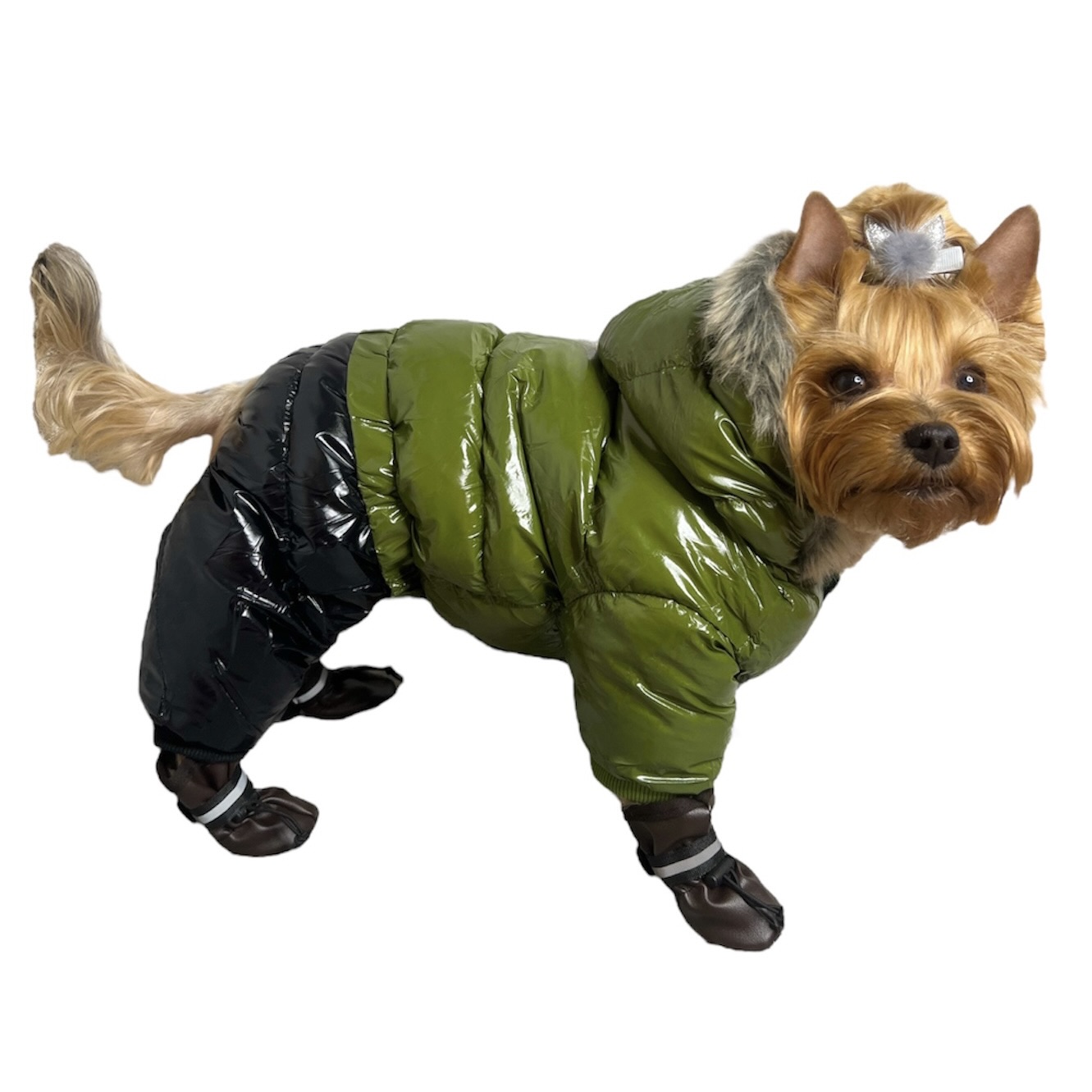 

Комбинезон для собак, зимний, размер 22, унисекс, зеленый, длина спины 38 см, Kapush-zima