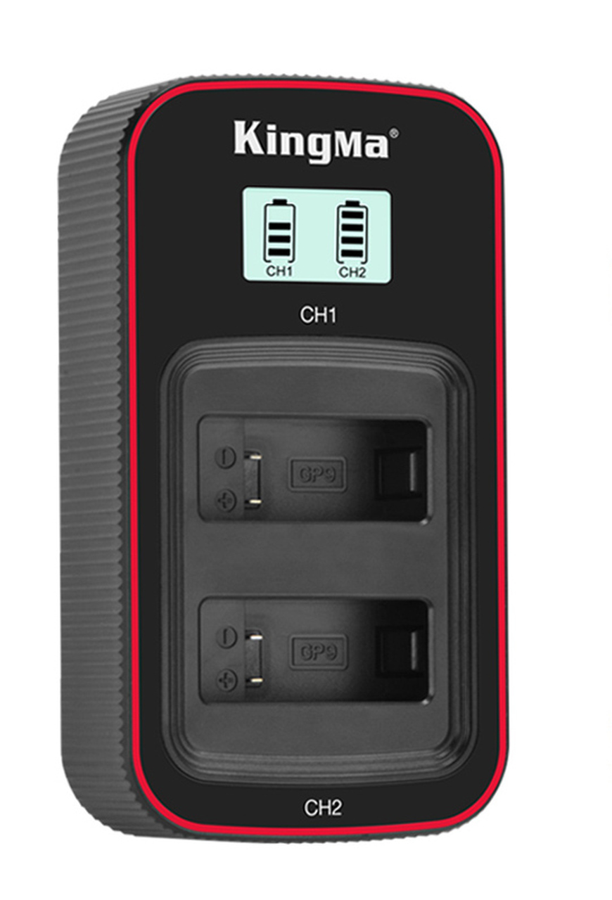 фото Зарядное устройство kingma bm058-gp9 для gopro hero 9 для 2 аккумуляторов, с дисплеем