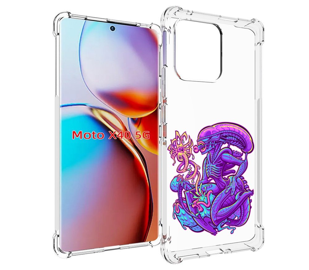 

Чехол MyPads чужой фиолетовый цвет для Motorola Moto X40, Прозрачный, Tocco